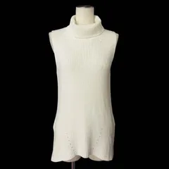 コムサイズム COMME CA ISM ニット セーター タートルネック ノースリーブ アクリル コットン 9 ホワイト 白