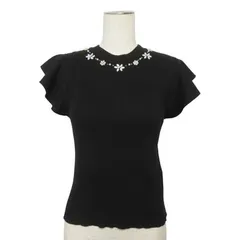 イング INGNI 装飾付フリルノースリニット リブ M 黒 ブラック