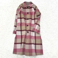 極美品 BLUE LABEL CRESTBRIDGE ブルーレーベルクレストブリッジ リバーシブル ロングコート ウール ダブルフェイス クレストブリッジチェック ピンク ベージュ ボルドー 2WAY 希少 レア 春コート スプリングコート レディース
