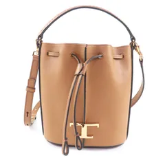 極美品★TOD’S トッズ XBWTSAQ0000Q8ES410 TOD’S TSA SECCHIELLO MICRO Tタイムレス レザー 2WAY バケットバッグ ショルダーバッグ ブラウン ゴールド金具 箱・保存袋付き イタリア製 レディース