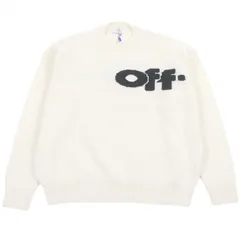 未使用品□OFF-WHITE オフホワイト 24AW OMHE198F24 SHARED LOGO KNIT CREWNECK ロゴニット セーター クリーム ブラック M イタリア製 正規品 メンズ 定価101,200円のサムネイル