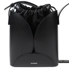 極美品△JIL SANDER ジルサンダー J07WG0082 Curve Crossbody ロゴ カーフスキン ラムレザー ショルダーバッグ ブラック 保存袋付き イタリア製 レディース