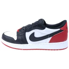 NIKE (ナイキ) AIR JORDAN 1 RETRO LOW OG GS エアジョーダン 1 ロー つま黒 ローカットスニーカーシューズ ブラック/レッド/ホワイト US7Y/25cm CZ0858-106