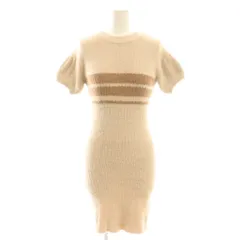 ダーリッチ Darich フェザーニットミニワンピース タイト F ベージュ ブラウン アームカバー付き /CX ■OS