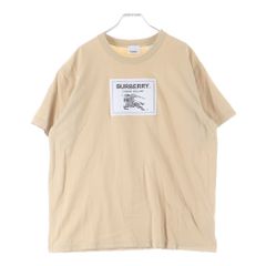 BURBERRY (バーバリー) ロゴラベル クルーネック 半袖 Tシャツ ベージュ