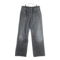 BIRTH OF ROYAL CHILD (バースオブロイヤルチャイルド) ラインストーン エンベリッシュド デニムパンツ グレー/クリア