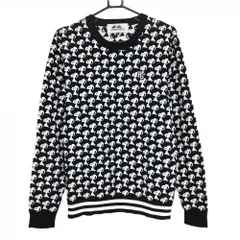 【超美品】パーリーゲイツ×PEANUTS セーター ネイビー×白 スヌーピー総柄 ニット メンズ 5(L) ゴルフウェア PEARLY GATES