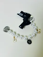 ブラックリボンペンダントビーズパール携帯ストラップ