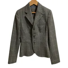 未使用 RALPH LAUREN ラルフローレン 格子柄 カシミヤブレンド ウール テーラードジャケット サイズ9 グレー レディース 古着 中古 USED
