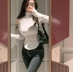 タートルネック ホルターネック Tシャツ 白