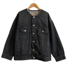 美品 BEAUTY＆YOUTH ビューティーアンドユース ユナイテッドアローズ デニムノーカラーオーバージャケット ブラック レディース 古着 中古 USED