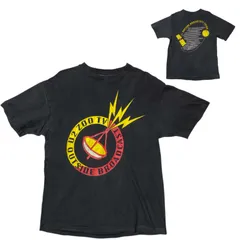 シングルステッチ USA ヴィンテージ ヘインズ アイルランド ロック バンド U2 パラボラアンテナ 稲妻 フェード ヴィンテージアイテム 両面プリント  ブラック 黒 Tシャツ レディース ユニセックス メンズ 古着 半袖 CHM