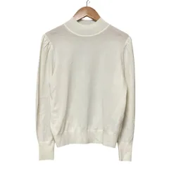 美品 25AW theory luxe セオリーリュクス Lawrence Reya Sweater ウール モックネック ニット カットソー S32 ホワイト レディース 古着 中古 USED