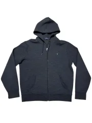 L ポロ グレー フード付き ジップアップパーカー