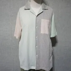 M9760 ZARA(ザラ) メンズ 100 サイズ ストライプ ボタンタイプ オーバーサイズ 半袖Tシャツ