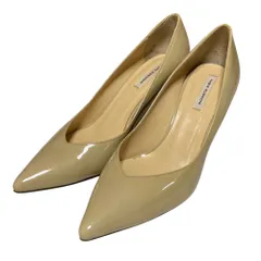 良品 FABIO RUSCONI ファビオルスコーニ パテントレザー ポインテッドトゥ パンプス サイズ39 約26cm ベージュ レディース 古着 中古 USED