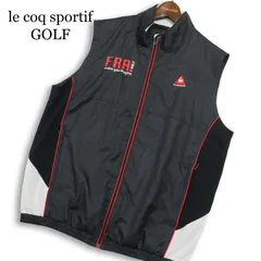 le coq sportif GOLF ルコック ゴルフ ロゴ刺繍★ 切替 ジップ ベスト ウインドブレーカー Sz.LL メンズ 黒 大きいサイズ