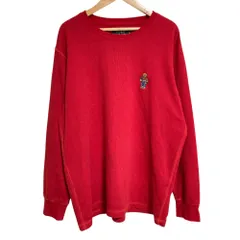 美品 POLO RALPH LAUREN ポロラルフローレン ポロベア ロングスリーブ サーマルカットソー Tシャツ L レッド メンズ 古着 中古 USED