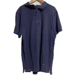 美品 Polo by Ralph Lauren ポロバイラルフローレン エイジング加工 ショートスリーブ ポロシャツ カットソー サイズXL ネイビー メンズ 古着 中古 USED