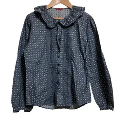 美品 PINK HOUSE ピンクハウス フリルカラー ブラウス インディゴ レディース 古着 中古 USED