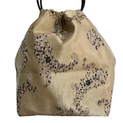 新品同様 25SS NEW NOW ニューナウ 刺繍 巾着 ドローストリングバッグ ベージュ レディース 古着 中古 USED