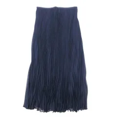 美品 POLO Ralph Lauren ポロラルフローレン シフォン プリーツ ロングスカート イージーウエスト 4 紺 ネイビー レディース 古着 中古 USED