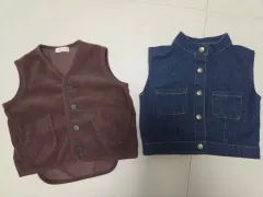 (バッチ) 離乳する コーデュロイ デニムベスト 110 サイズ