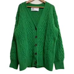 美品 GREEN LABEL RELAXING グリーンレーベルリラクシング ハミルトンウール ケーブルニットカーディガン サイズF グリーン レディース 古着 中古 USED