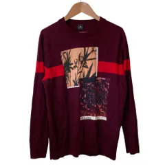 良品 PS Paul Smith ピーエスポールスミス グラフィックニット セーター サイズXL ワインレッド レディース 古着 中古 USED
