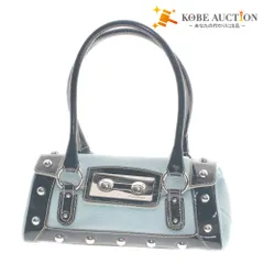 ■ DOLCE＆GABBANA ドルチェ&ガッバーナ ハンドバッグ 鞄 シルバー金具 マグネット 裏ヒョウ柄 レディース ライトブルー ブラック 袋付き