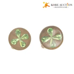■ CHANEL シャネル イヤリング イヤーカフ アクセサリー 丸形 クローバー レディース グリーン ゴールド 箱付き