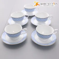 ■ NARUMI ナルミ MAKE A GOOD TABLE ティーカップ ソーサー 5客セット 洋食器 コーヒーカップ 総柄 未使用 箱付きのサムネイル