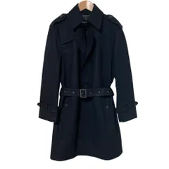 美品 BURBERRY BLACK LABEL バーバリーブラックレーベル ウール シングル トレンチコート サイズM ブラック メンズ 古着 中古 USED