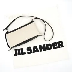 ジルサンダー ロゴ キャンバス / レザー ワンショルダーバッグ アイボリー / ブラック