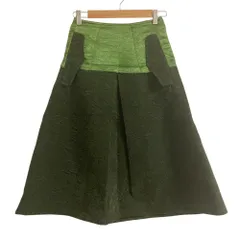 美品 TOGA PULLA トーガプルラ ボックスプリーツフレアスカート サイズ34 グリーン レディース 古着 中古 USED