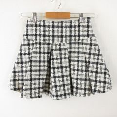 グレイル GRL スカート ミニ プリーツ ツイード 黒 白 S *T127