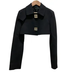 美品 GIVENCHY ジバンシィ クロップド ジャケット SIZE34 ブラック レディース 古着 中古 USEDのサムネイル