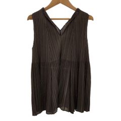 美品 ISSEY MIYAKE PLEATS PLEASE プリーツプリーズ イッセイミヤケ ノースリーブ フレア カットソー PP13-JK604 サイズ4 グレー レディース 古着 中古 USED