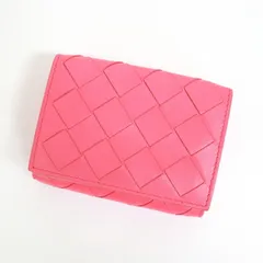 BOTTEGA VENETA ボッテガヴェネタ 3つ折り財布 イントレチャート ラムスキン ピンク