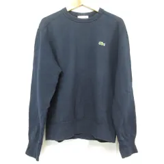 美品 LACOSTE ラコステ プレミアムスウェット クルーネック プルオーバー トレーナー SH100EL サイズ2 ネイビー メンズ 古着 中古 USED