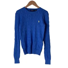 美品 POLO RALPH LAUREN ポロラルフローレン ケーブルニット セーター S ブルー レディース 古着 中古 USED