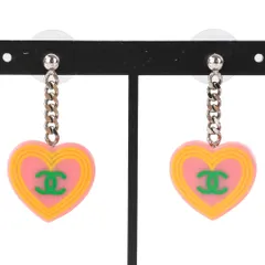 美品 CHANEL シャネル ココマーク ハート ドロップピアス ピンク  レディース 古着 中古 USED