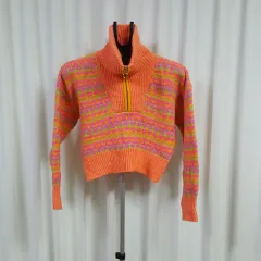 ZARA レディース クロップドニット ハーフジップ L