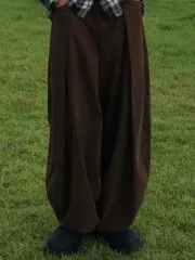 メンズ ワイド パンツ 茶色