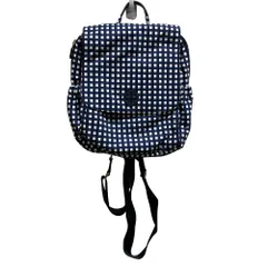 良品 TORY BURCH トリーバーチ チェック柄 リュックサック マザーズバッグ ブルー レディース 古着 中古 USED