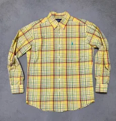 M ポロ 黄色 チェック シャツ
