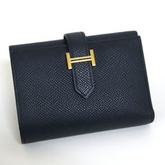 新品未使用】HERMES べアンコンビネ ネイビー ゴールド金具 三つ折り 