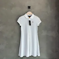 ポロ ラルフローレン ガールズ PK カラーシャツワンピース 半袖 白 新品