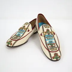 GUCCI グッチ 100周年 ホースビットアクセントジャガードローファー #8 アイボリー×プリント 677071