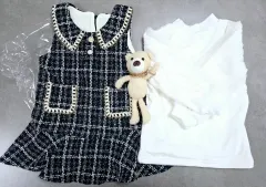 女の子 ONE PIECE クマ ツイード ONE PIECE (起毛) 価格破壊